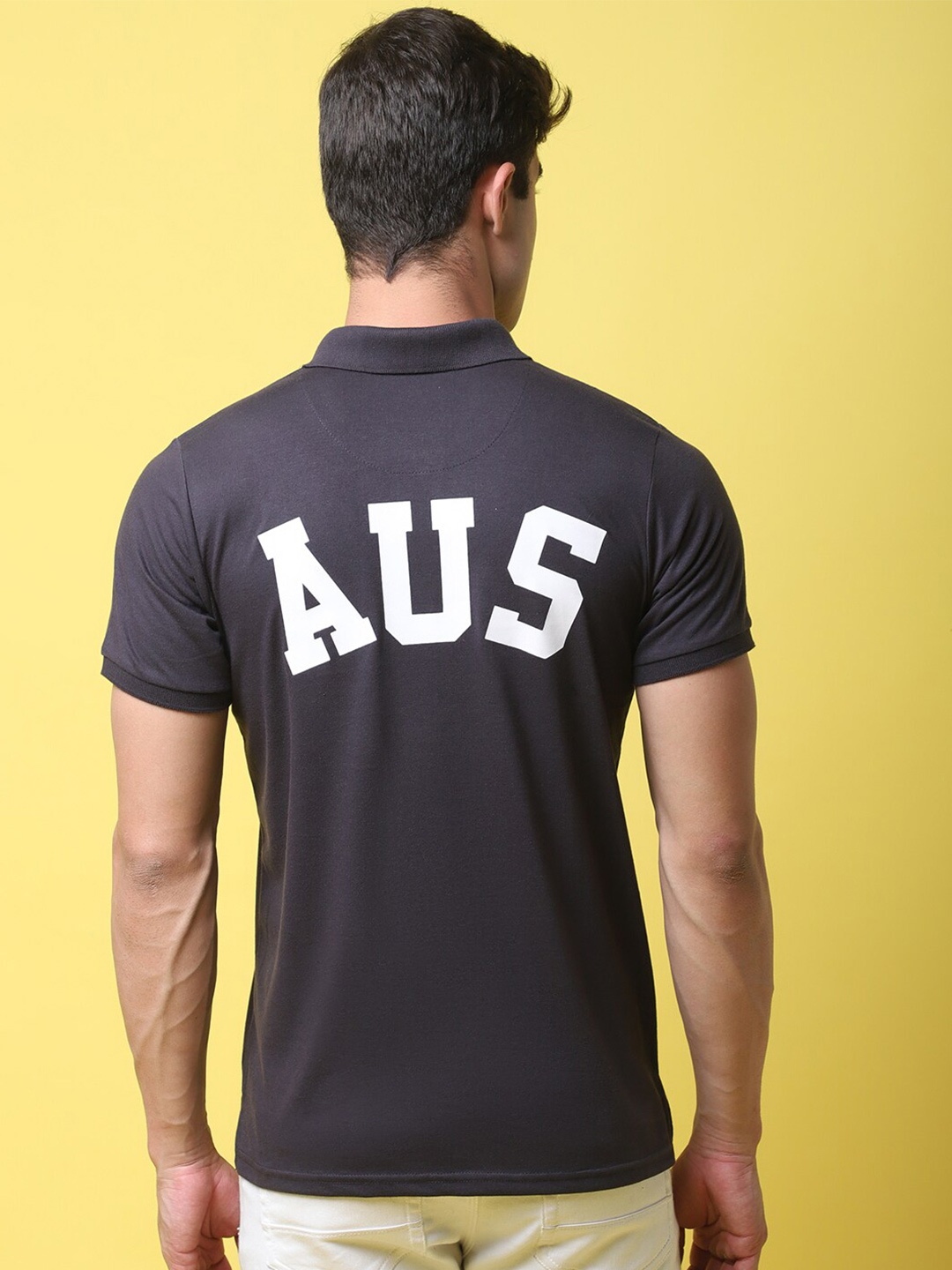

Rodamo Typography Printed Polo Collar Slim Fit T-shirt, Grey