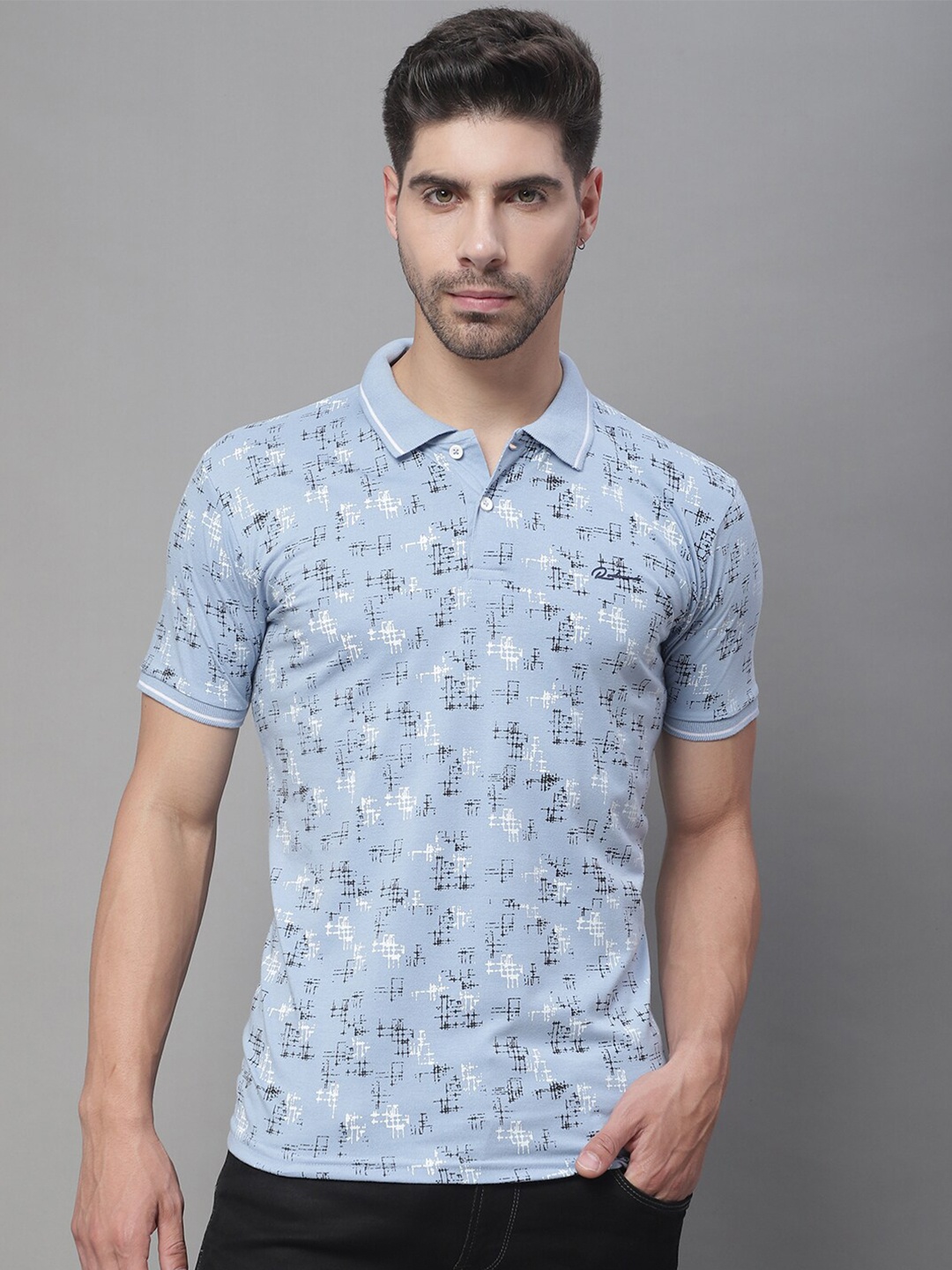 

Rodamo Abstract Printed Polo Collar Slim Fit T-shirt, Blue