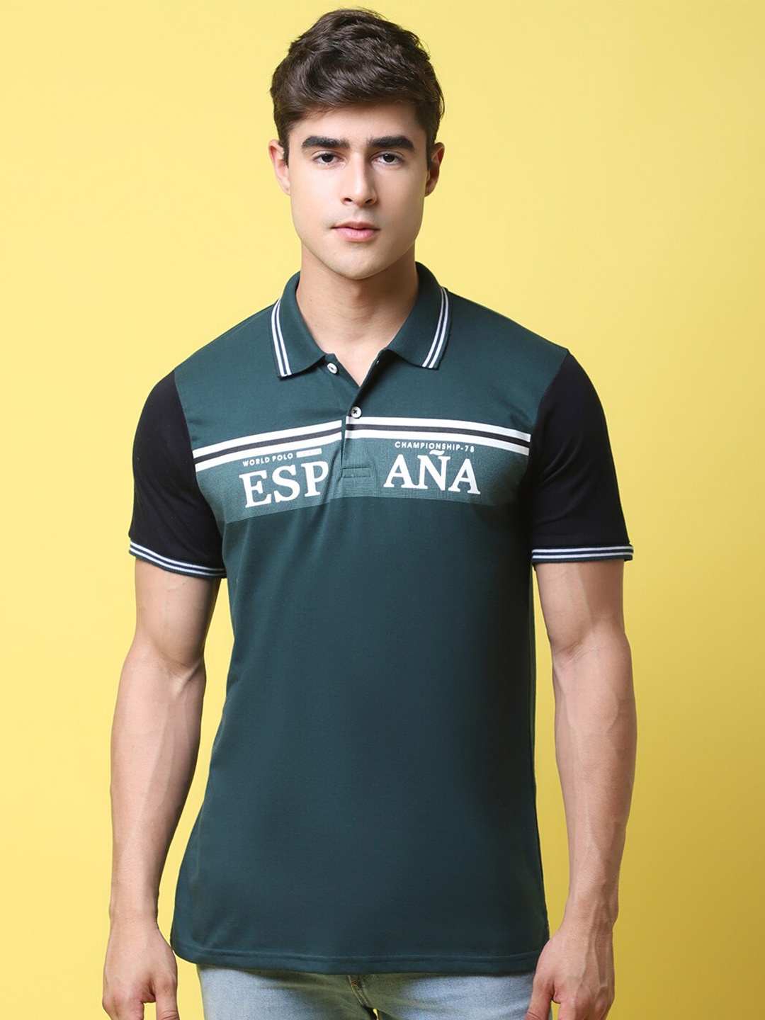 

Rodamo Typography Printed Polo Collar Slim Fit T-shirt, Green
