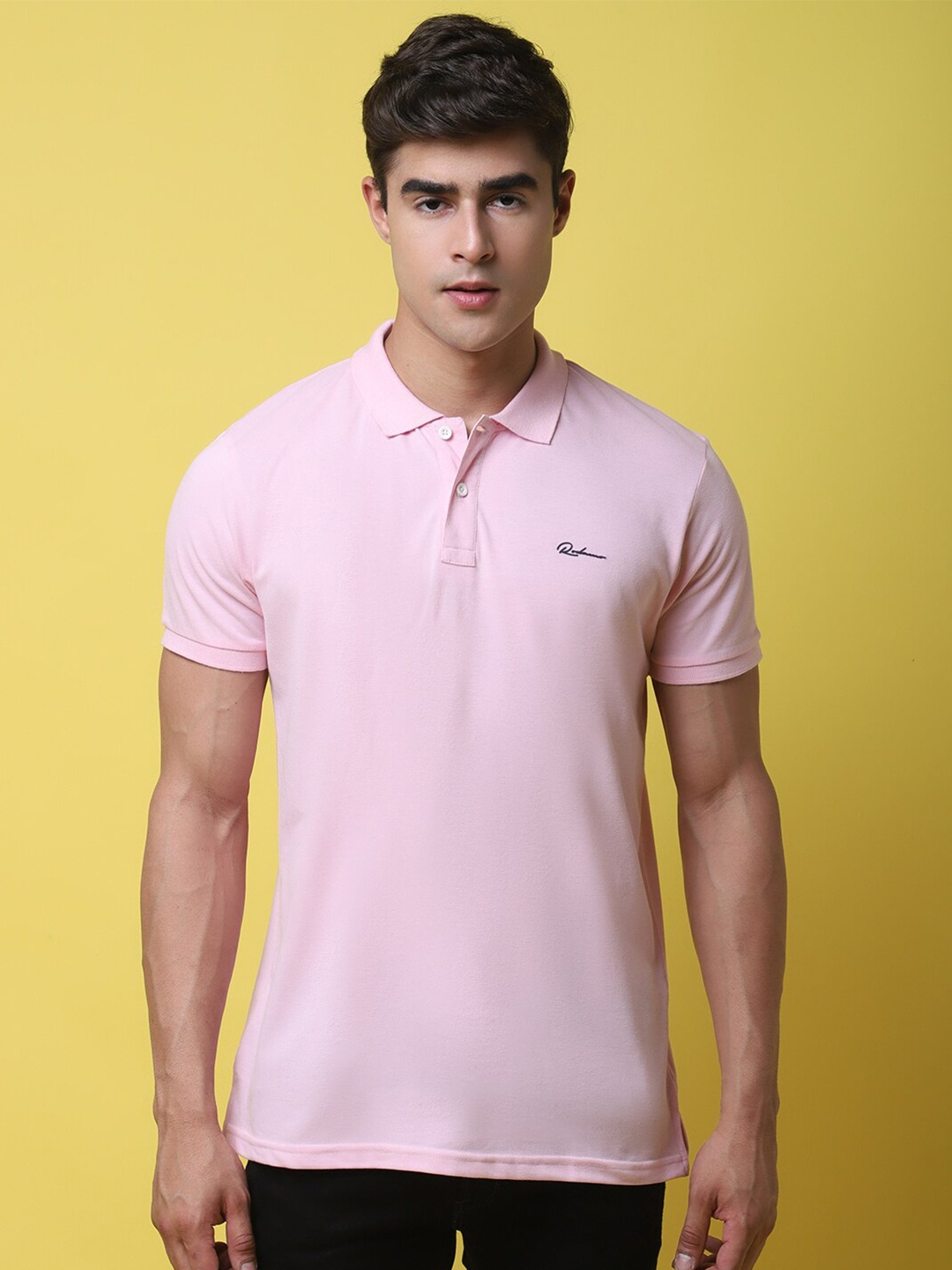 

Rodamo Polo Collar Slim Fit Casual Cotton T-shirt, Pink