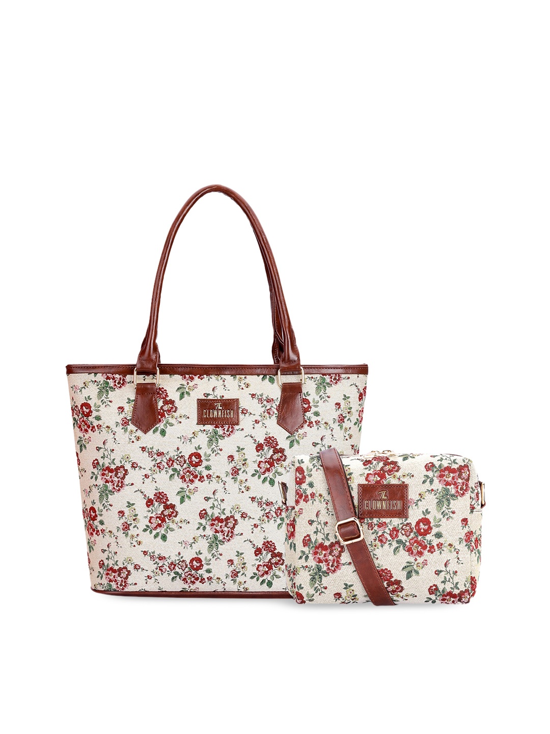 

THE CLOWNFISH Adelina & Justina Women Printed Leather Sling Bag & Handbag, White