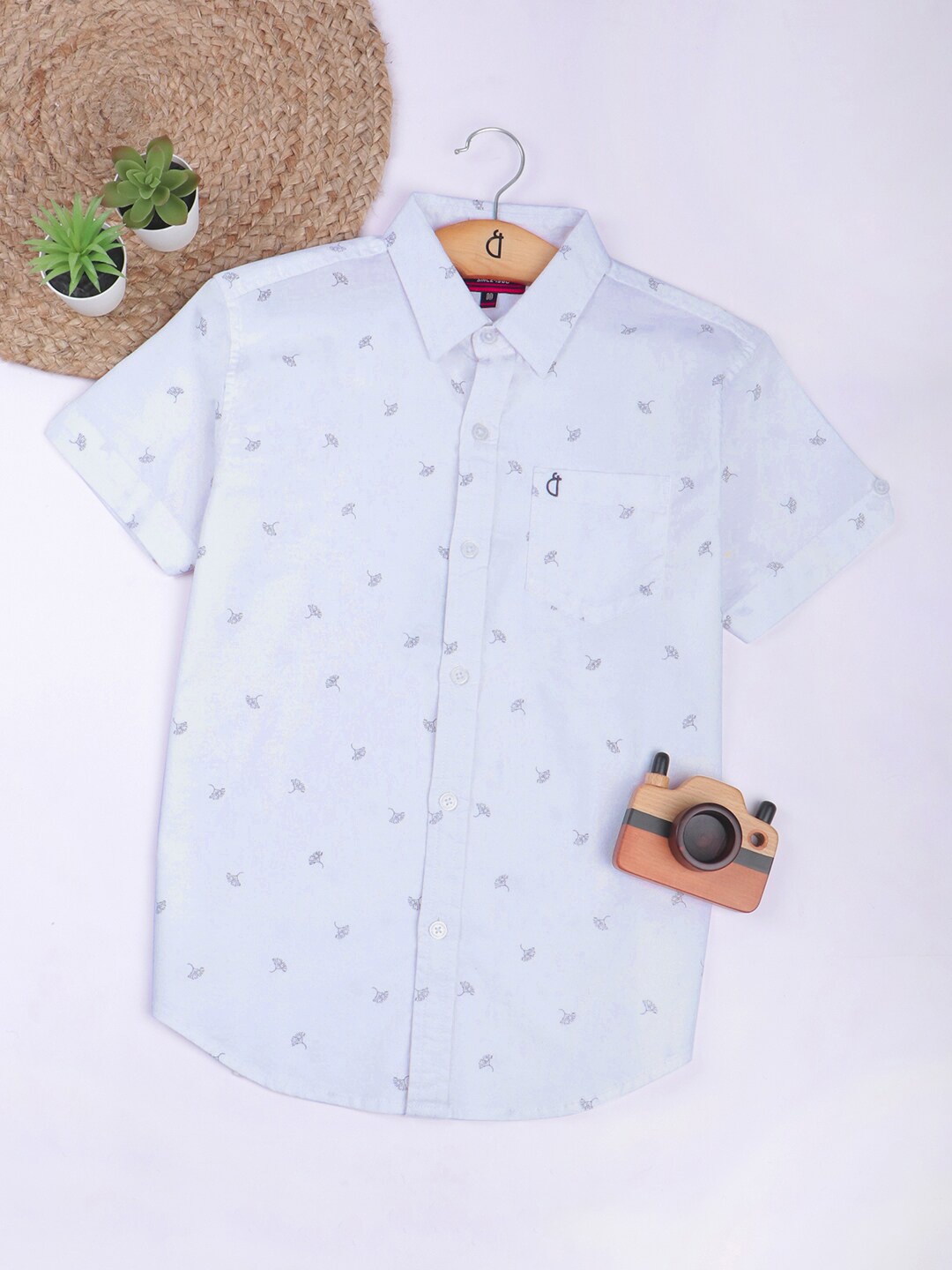 

Gini and Jony Boys Conversational Printed Cotton Casual Shirt, Blue