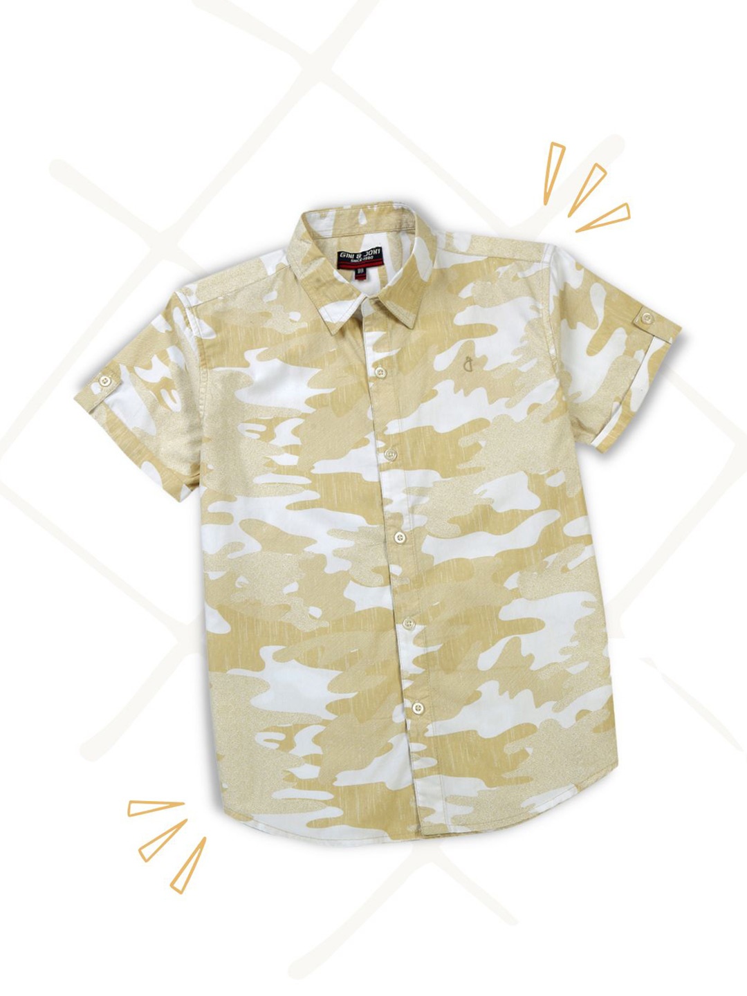 

Gini and Jony Boys Camouflage Printed Cotton Casual Shirt, Beige