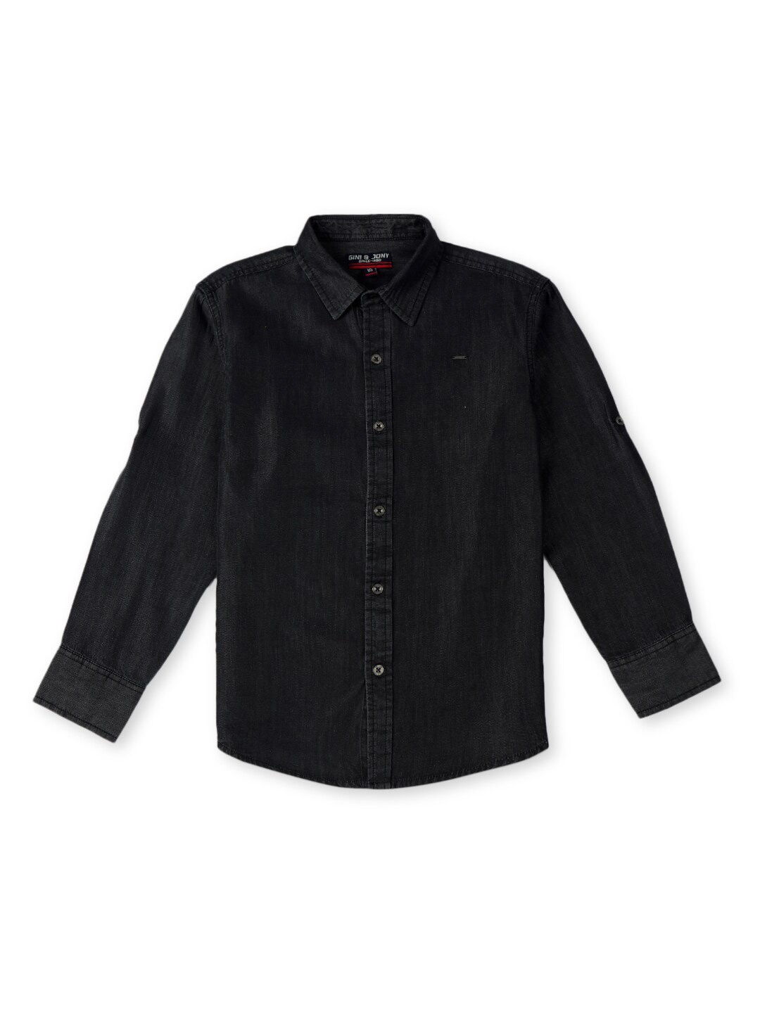 

Gini and Jony Infants Boys Spread Collar Denim Casual Shirt, Black