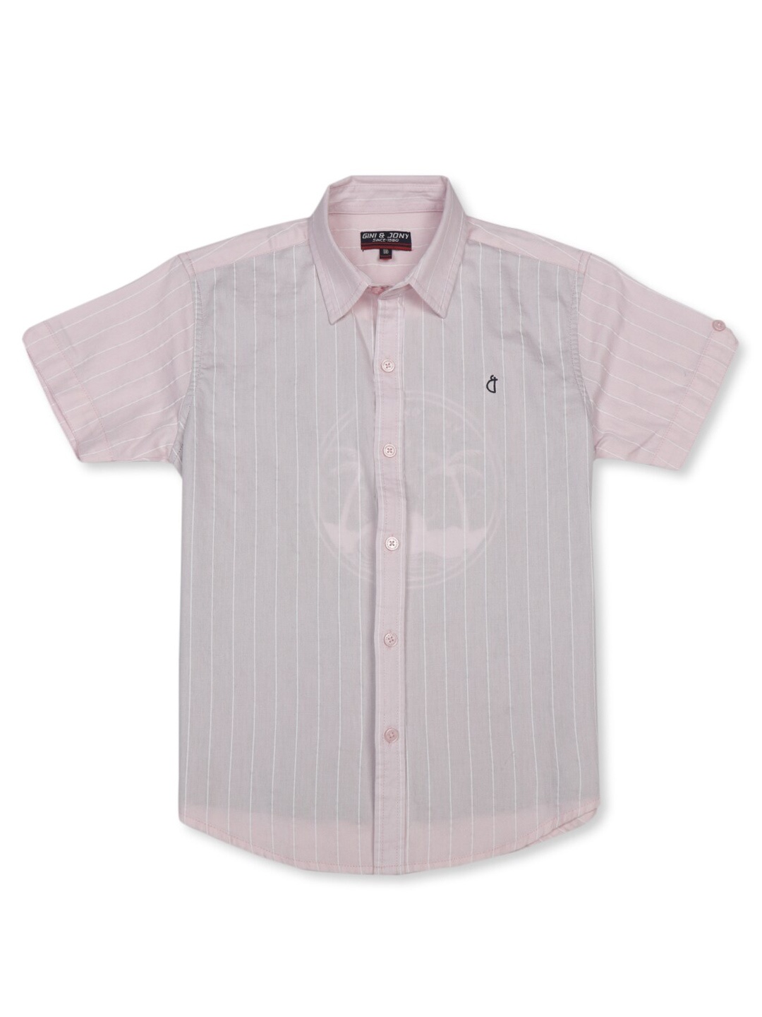 

Gini and Jony Boys Striped Spread Collar Short Sleeves Cotton Casual Shirt, Pink