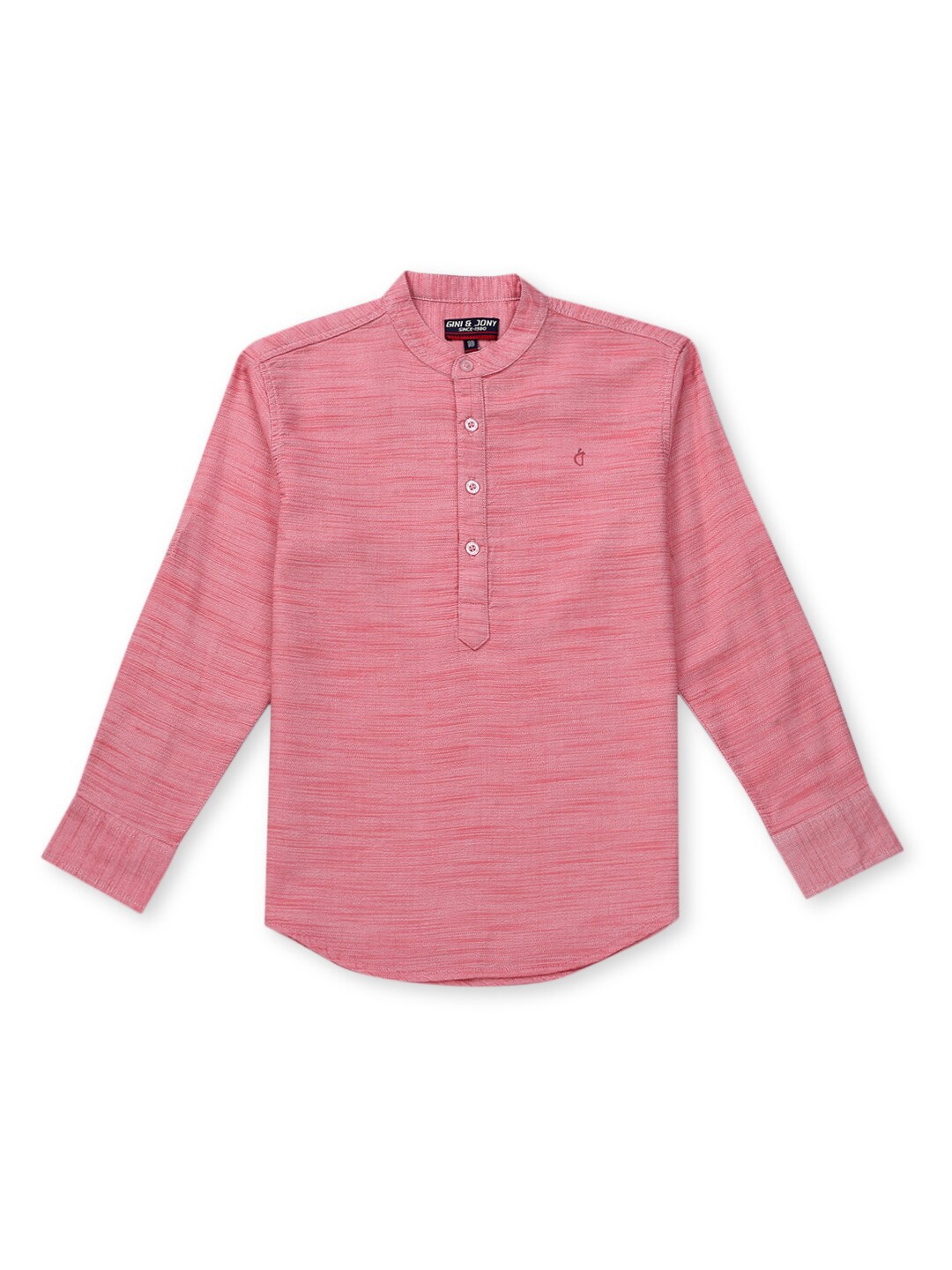 

Gini and Jony Boys Mandarin Collar Cotton Casual Shirt, Pink