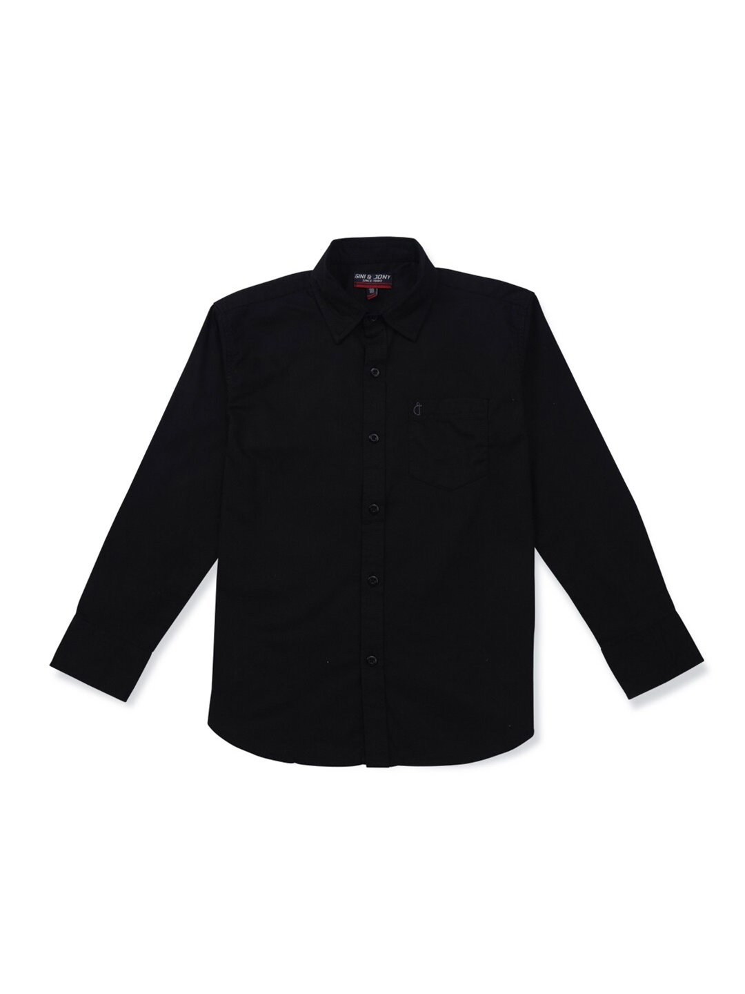 

Gini and Jony Boys Spread Collar Cotton Shirt, Black