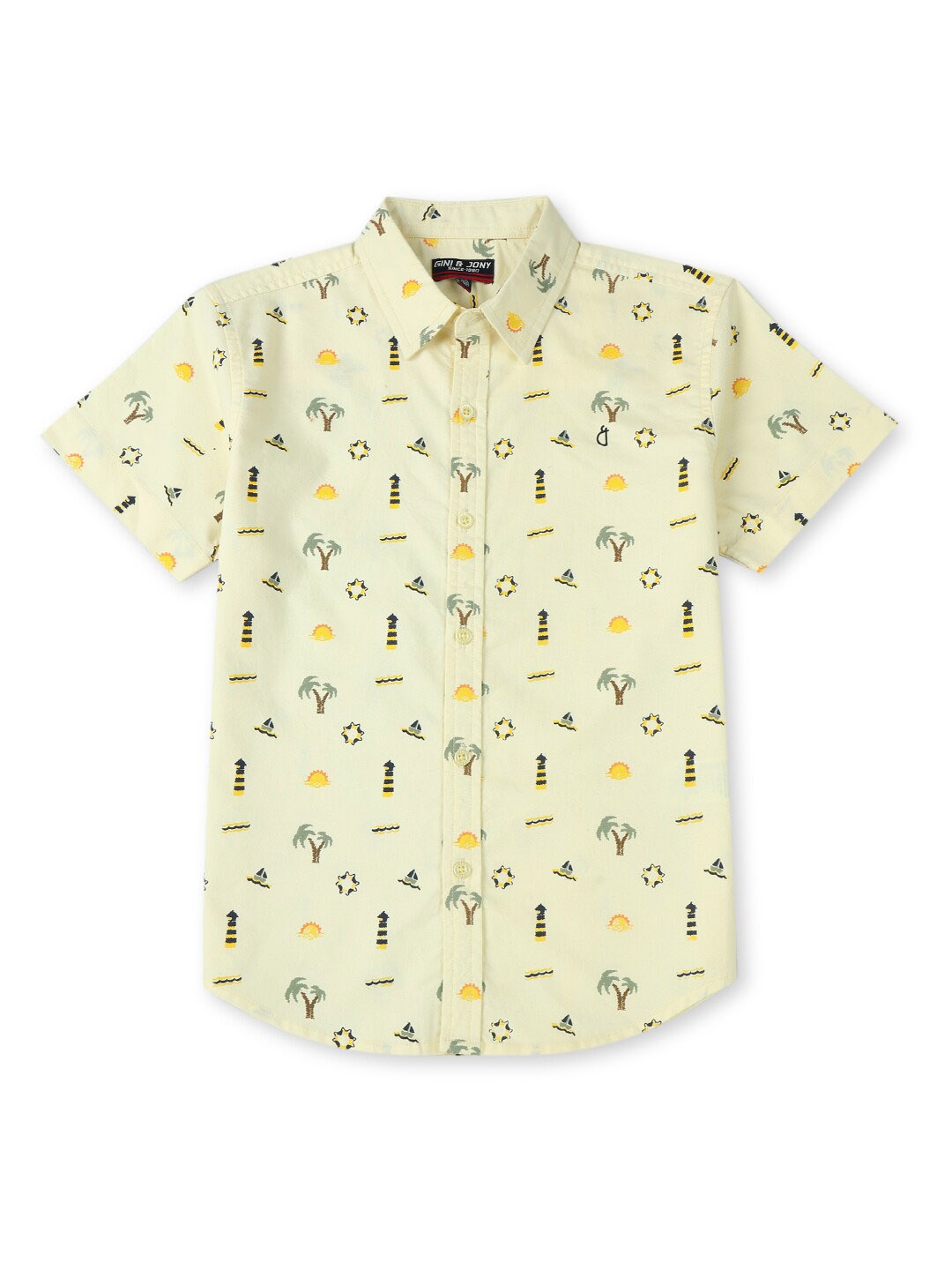 

Gini and Jony Infant Conversational Printed Casual Cotton Shirt, Yellow