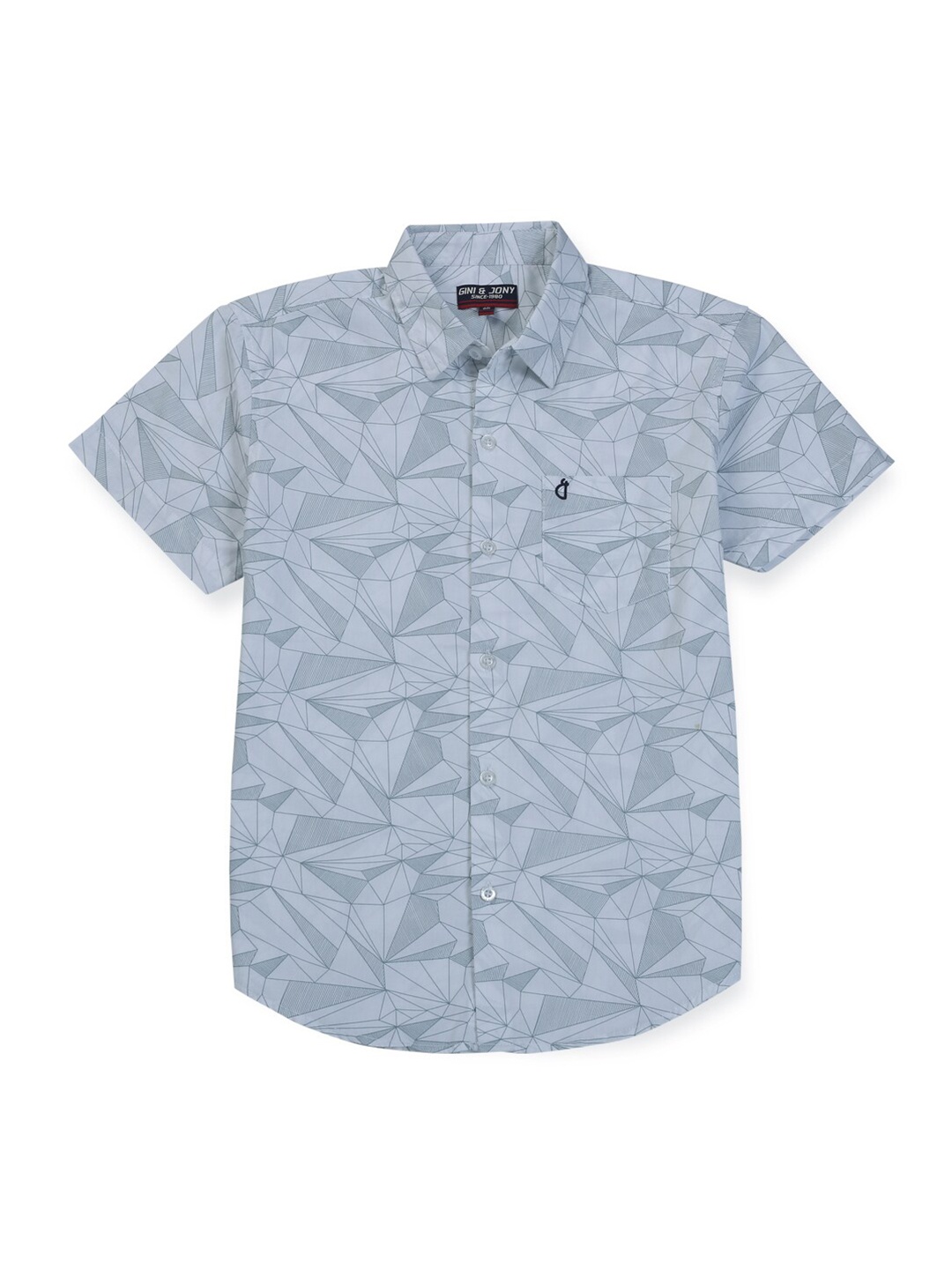 

Gini and Jony Infant Geometric Printed Spread Collar Cotton Casual Shirt, Blue