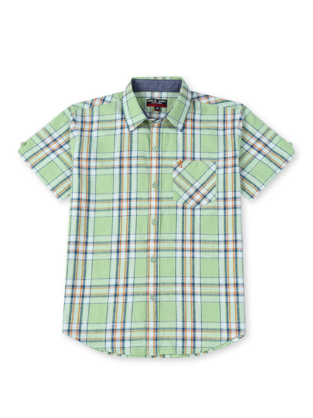 

Gini and Jony Boys Checked Short Sleeves Cotton Casual Shirt, Green