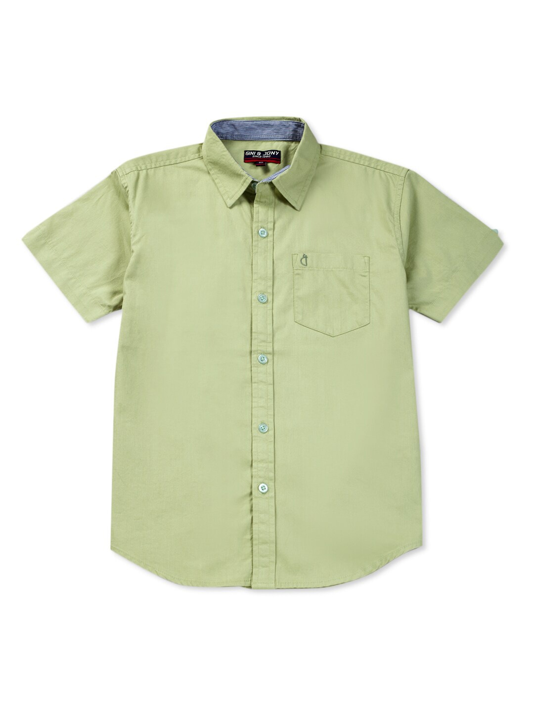 

Gini and Jony Boys Spread Collar Cotton Casual Shirt, Green