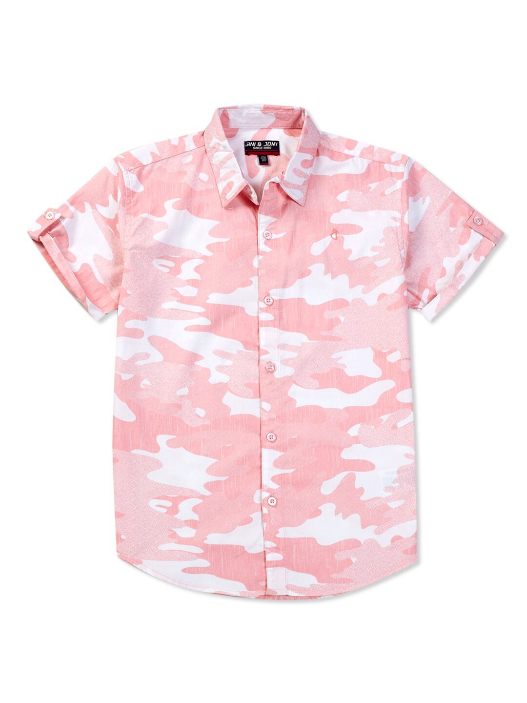 

Gini and Jony Infant Abstract Printed Spread Collar Cotton Casual Shirt, Pink