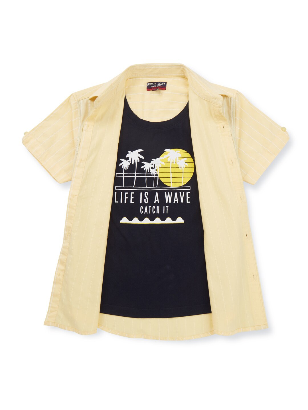 

Gini and Jony Boys Vertical Striped Cotton Casual Shirt, Yellow