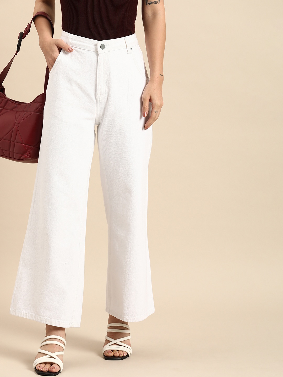 

all about you Women Flared High-Rise Stretchable Jeans, White