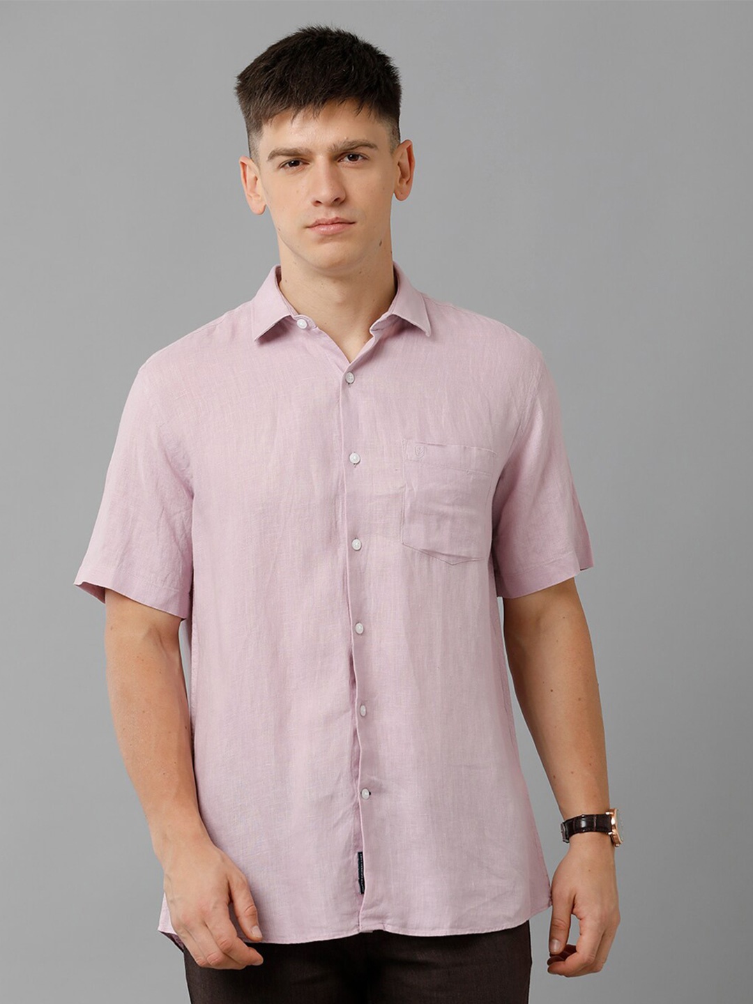 

Linen Club Pure Linen Casual Shirt, Violet