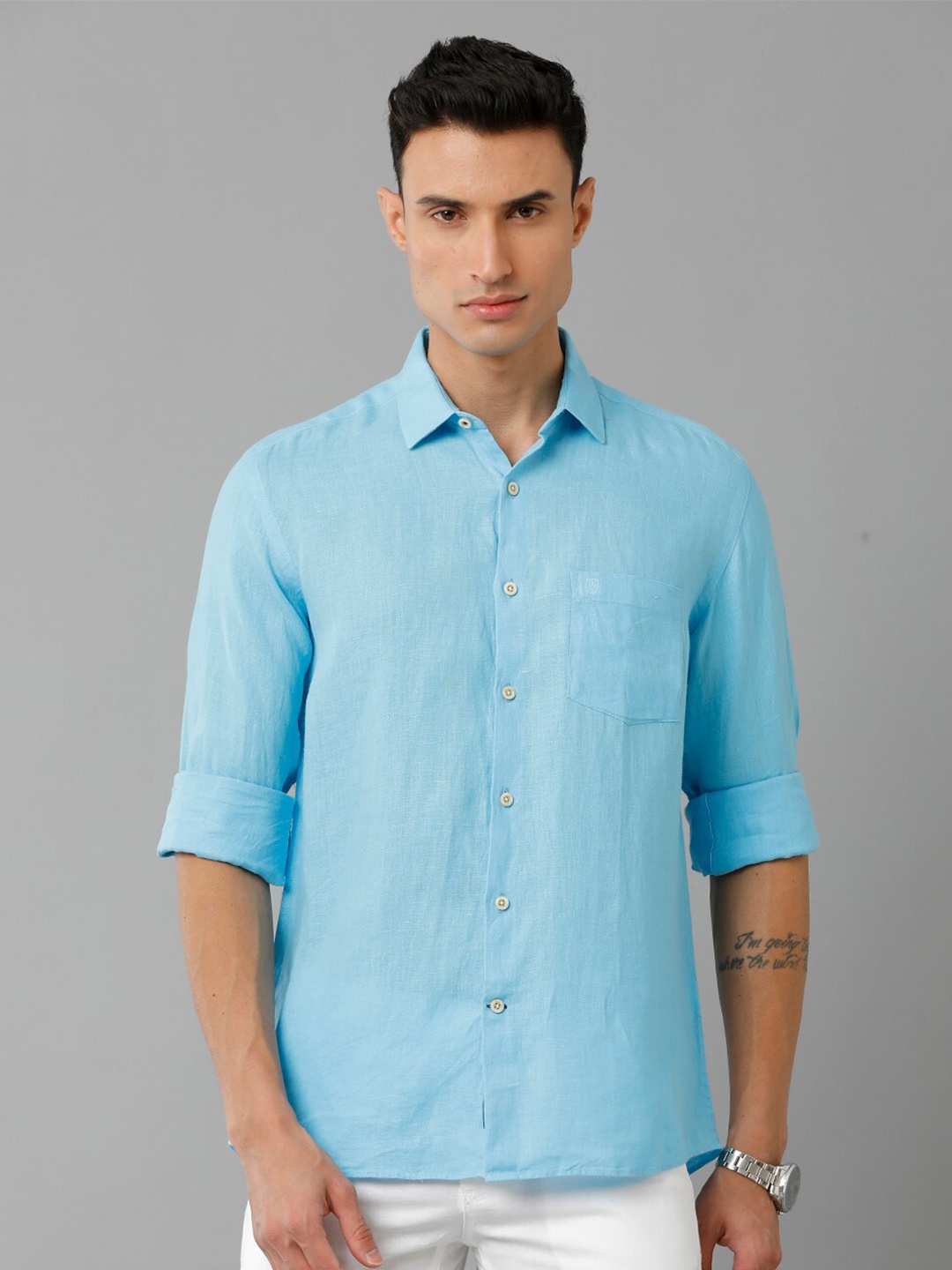 

Linen Club Pure Linen Casual Shirt, Blue