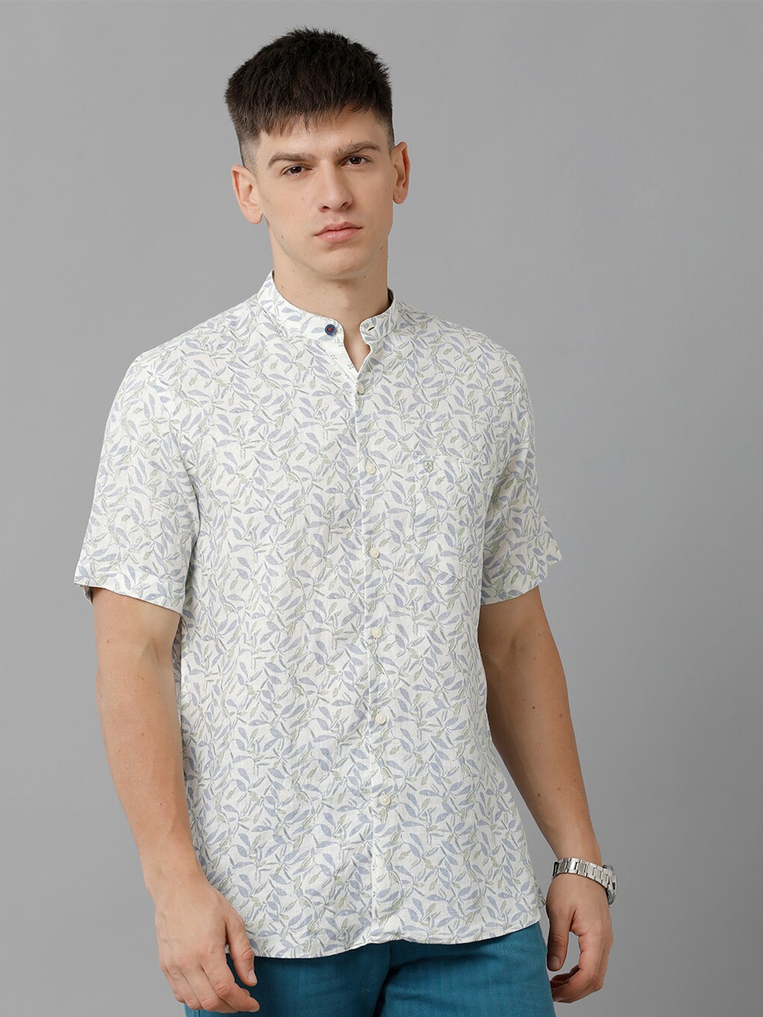 

Linen Club Floral Printed Casual Shirt, White