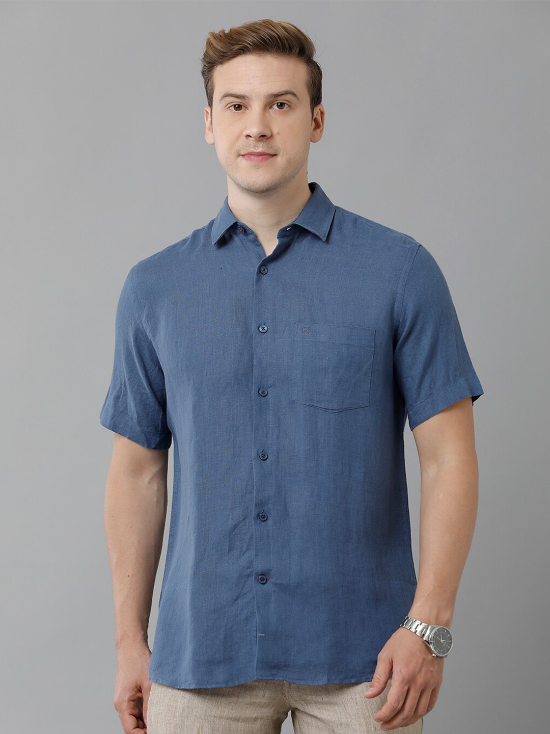 

Linen Club Pure Linen Casual Shirt, Blue