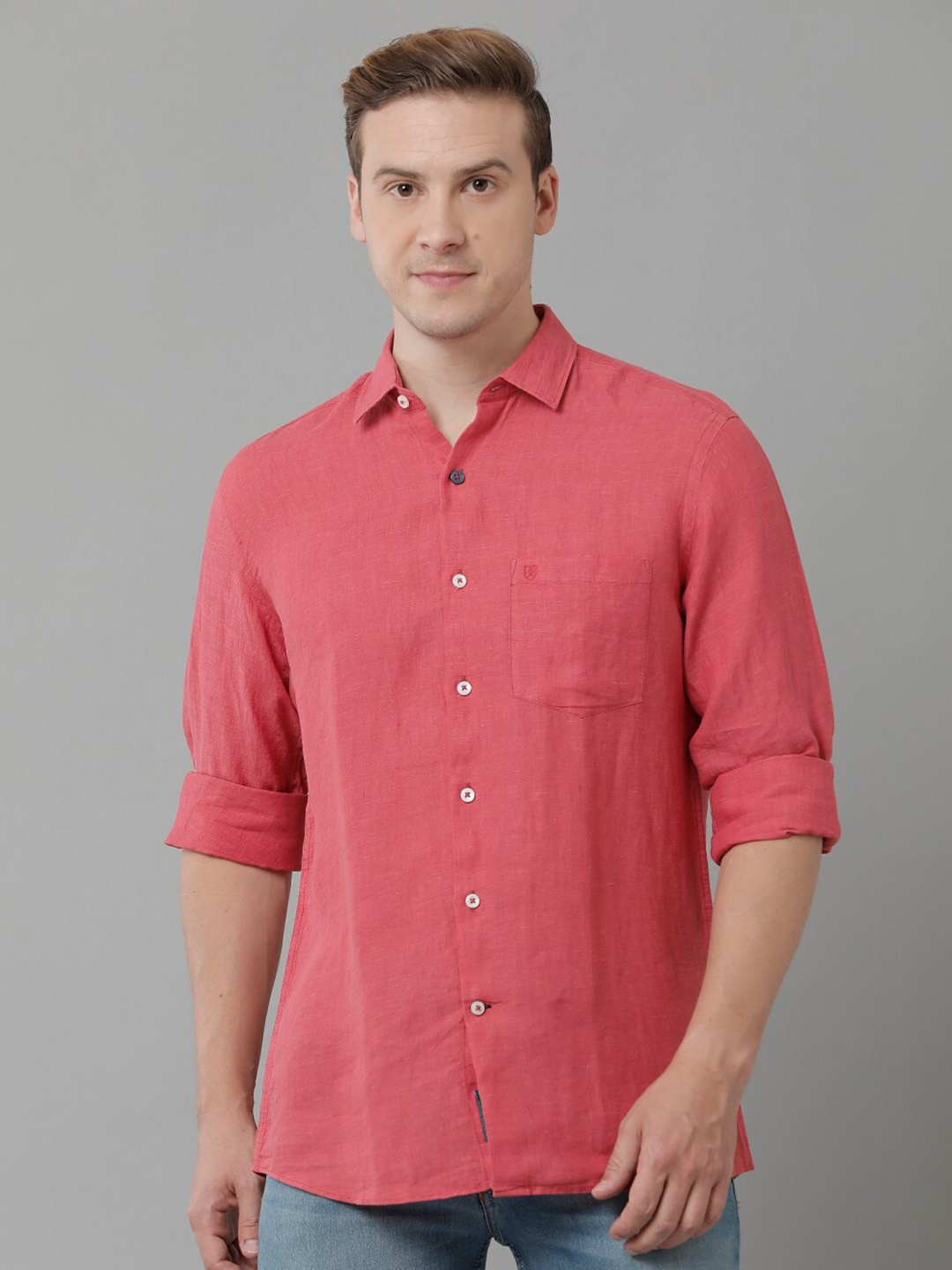 

Linen Club Opaque Casual Pure Linen Shirt, Red