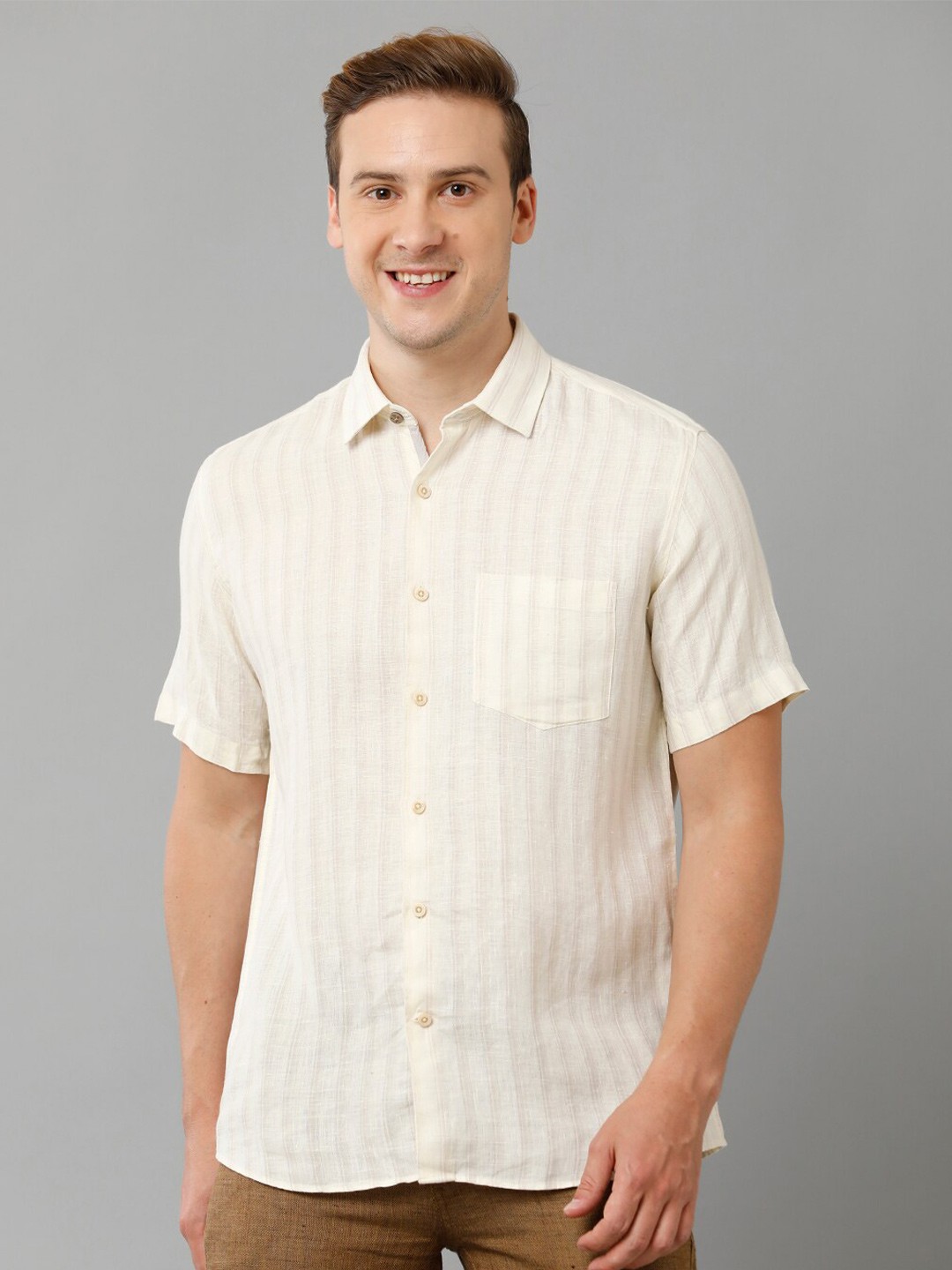 

Linen Club Striped Casual Shirt, Yellow