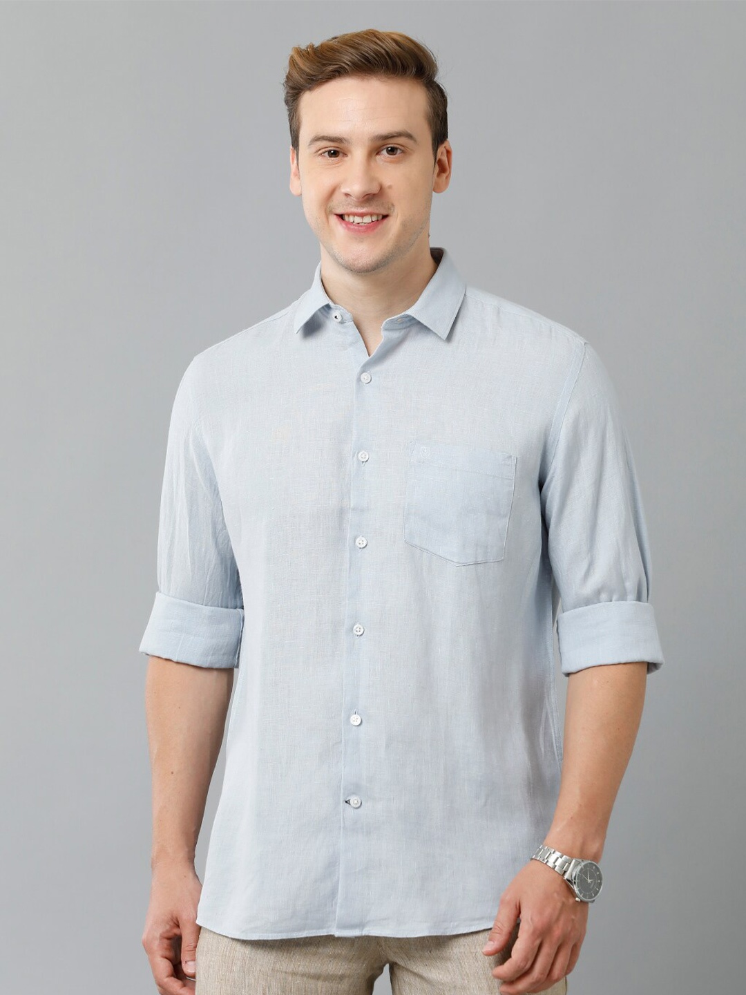 

Linen Club Pure Linen Casual Shirt, Blue