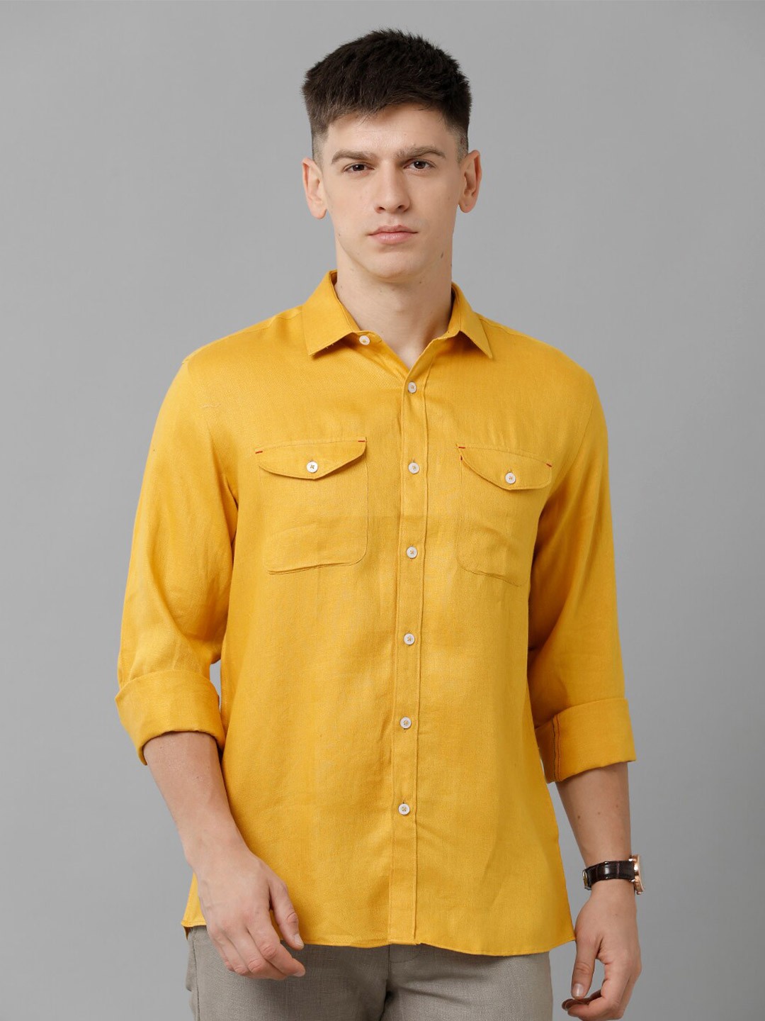 

Linen Club Pure Linen Casual Shirt, Yellow