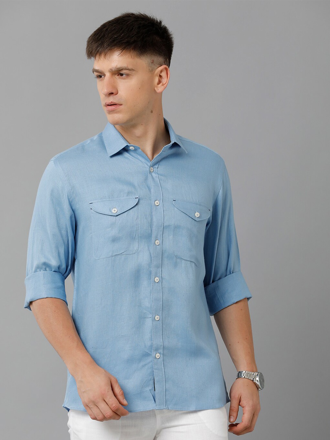 

Linen Club Pure Linen Casual Shirt, Blue