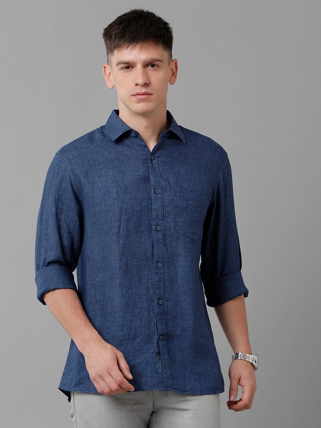 

Linen Club Pure Linen Casual Shirt, Blue