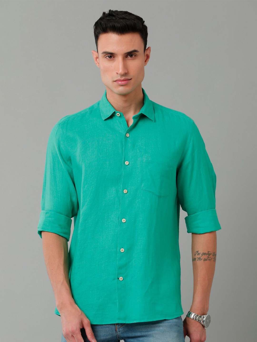

Linen Club Opaque Linen Casual Shirt, Green