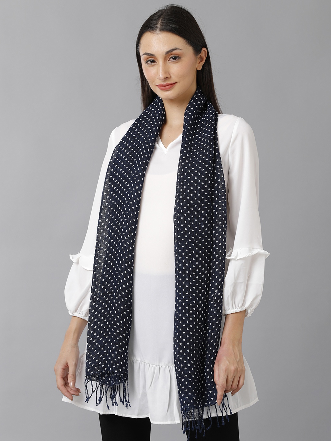 

Linen Club Men Printed Pure Linen Stole, Blue