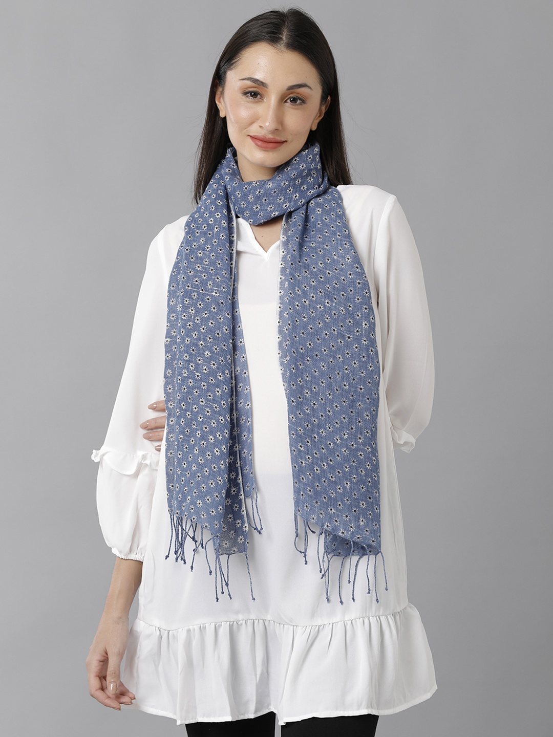 

Linen Club Printed Pure Linen Stole, Black