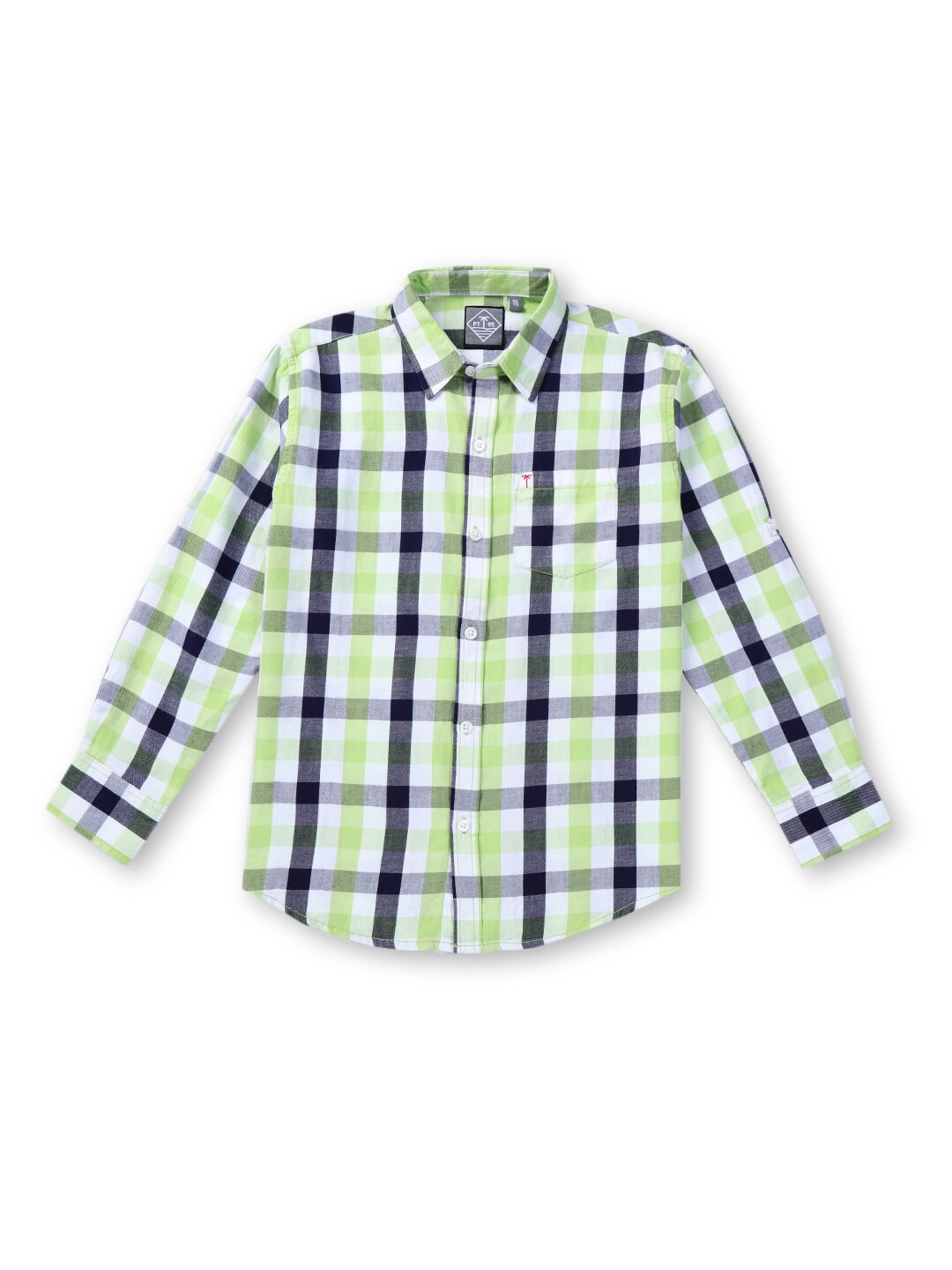 

Palm Tree Boys Checked Cotton Casual Shirt, Green