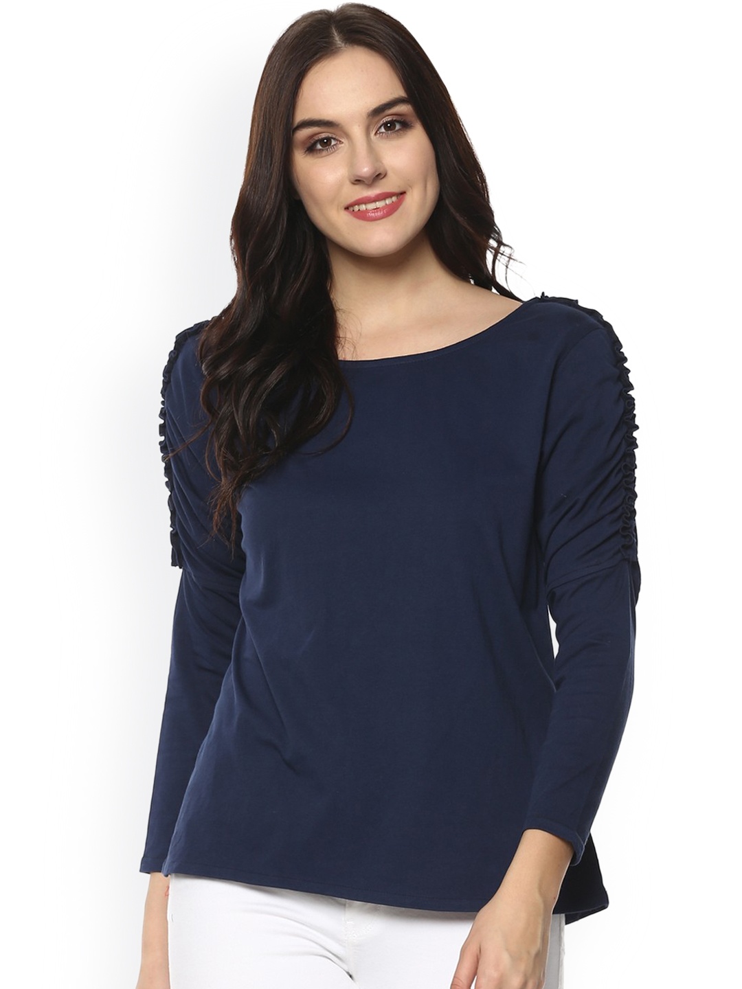 

Pannkh Women Navy Blue Solid Top