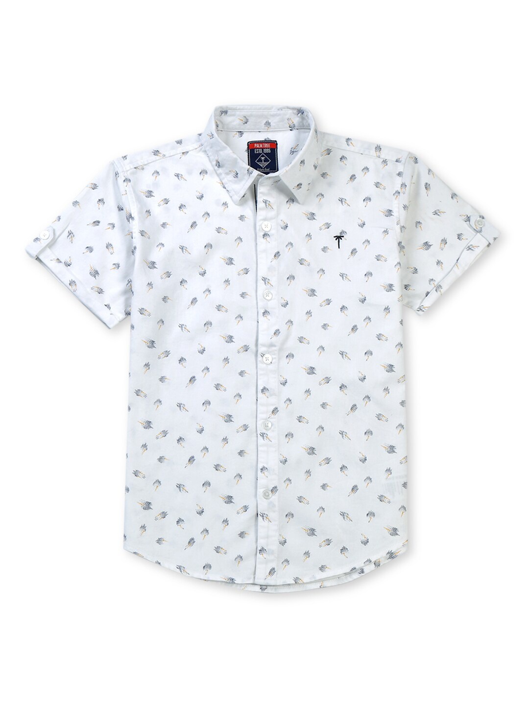 

Palm Tree Infants Boys Conversational Printed Cotton Casual Shirt, White