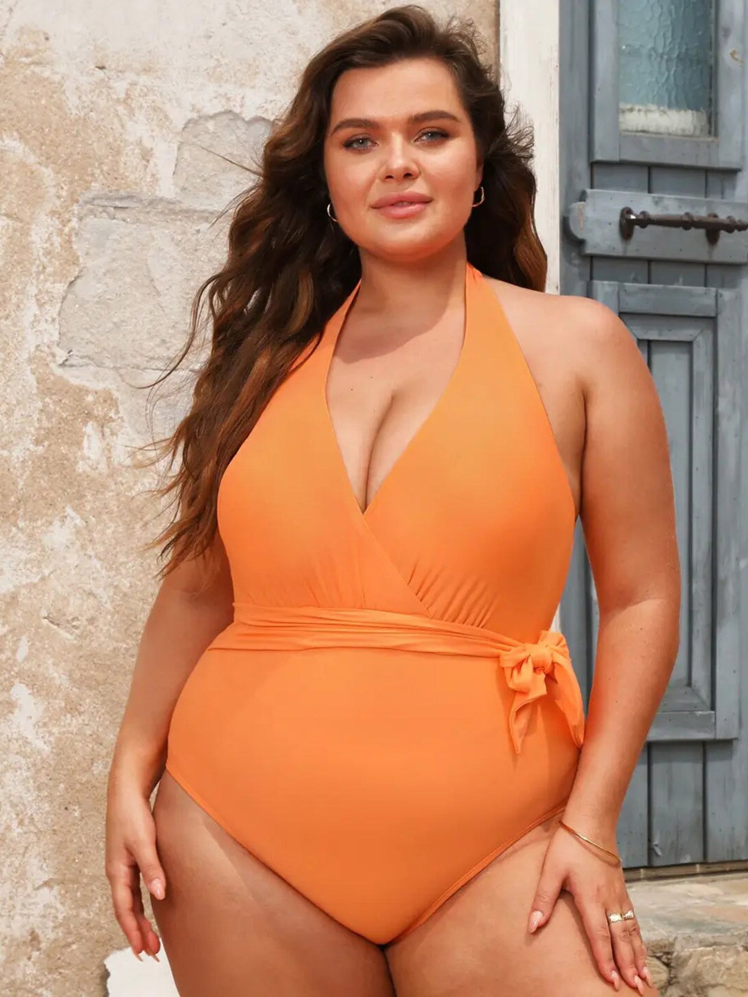 

FancyPants Women Plus Size Swim Bodysuit, Orange