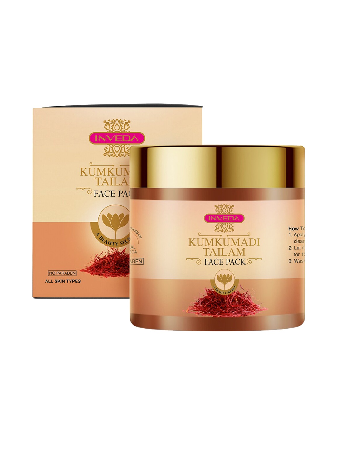 

Inveda Kumkumadi Tailam Face Pack with Kumkumadi Tailam & Kaolin Clay, Red