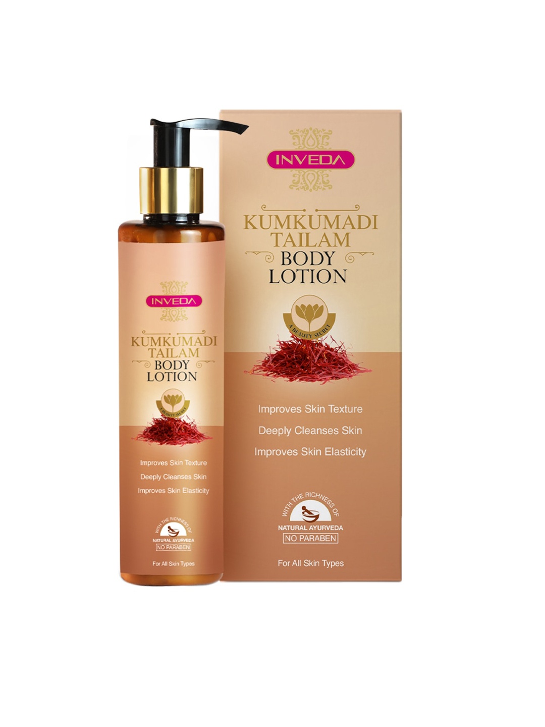 

Inveda Natural Ayurveda Kumkumadi Tailam Body Lotion with Turmeric - 200 ml, Beige