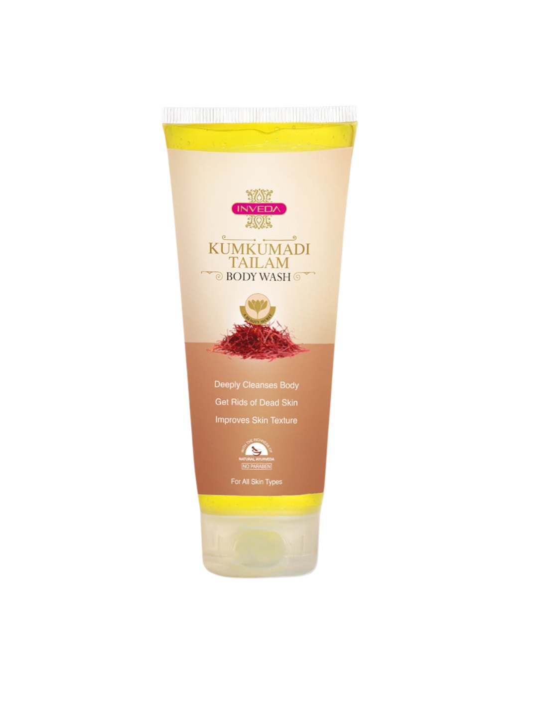 

Inveda Natural Ayurveda Kumkumadi Tailam Body Wash with Turmeric - 200 ml, Yellow