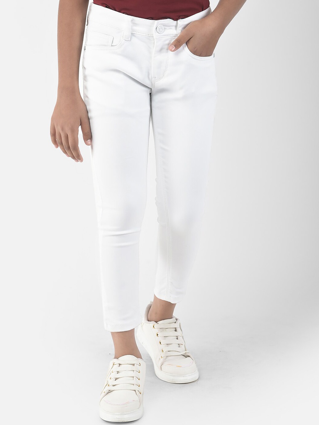 

Crimsoune Club Girls Mid-Rise Clean Look Slim Fit Jeans, White