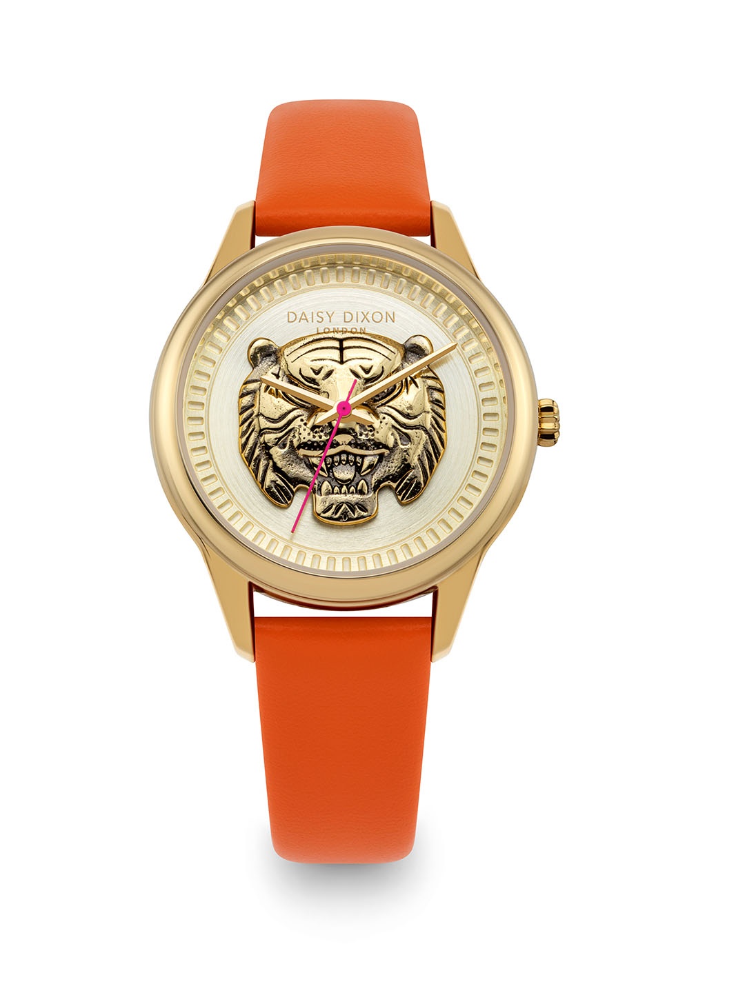 

Daisy Dixon Women 3D Tiger Head Leather Straps Analogue Watch D DD184OG, Gold
