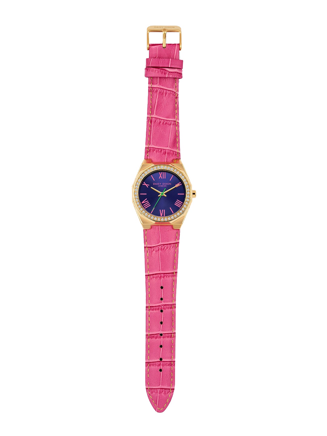 

Daisy Dixon Women Embellished Dial & Leather Straps Analogue Watch D DD175P, Blue