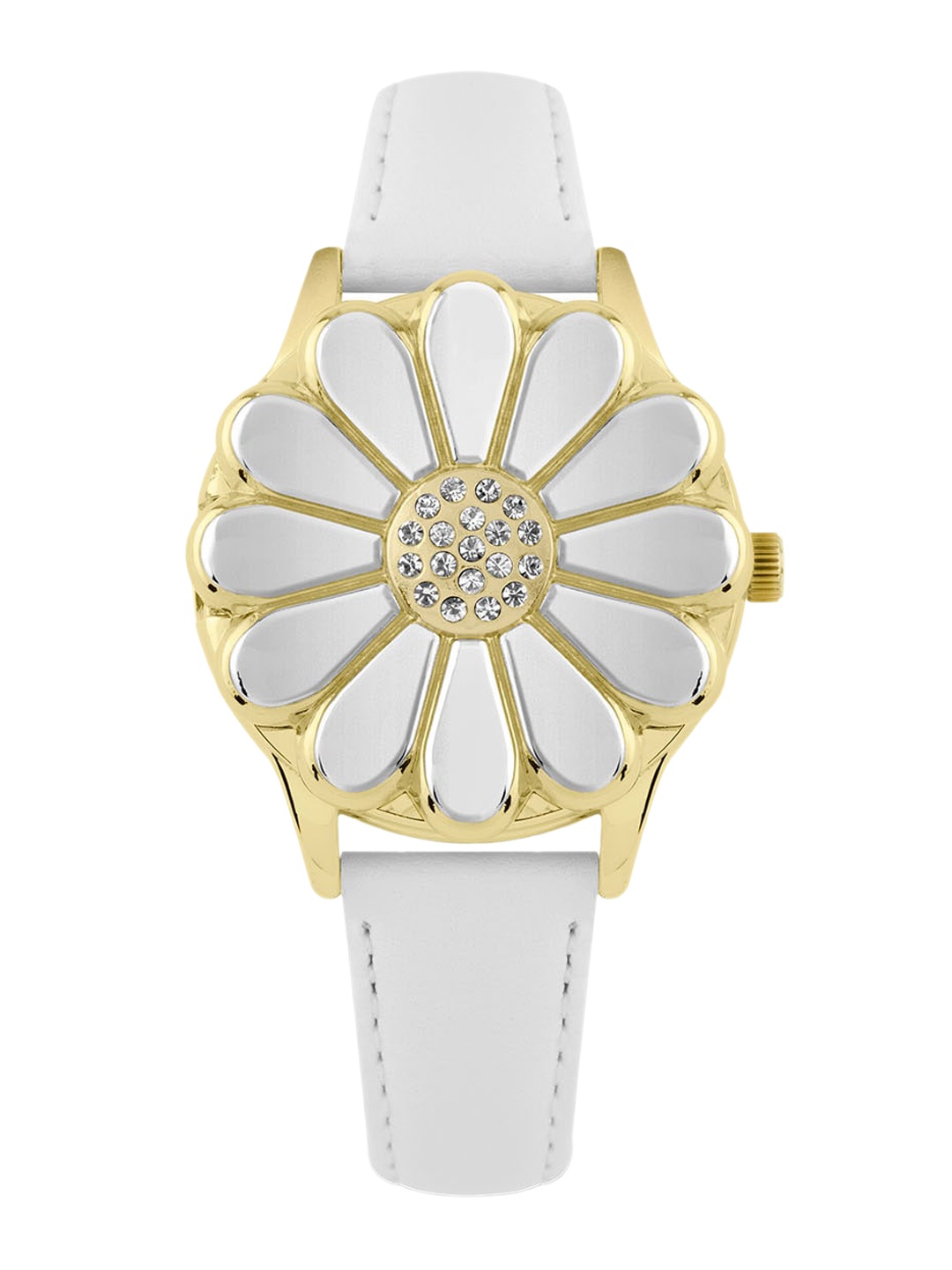 

Daisy Dixon Women Embellished Dial & Leather Straps Analogue Watch D DD114WG, White
