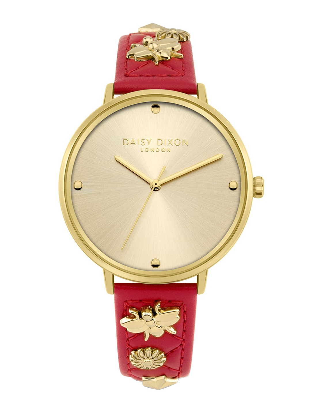 

Daisy Dixon Women Embellished Dial Leather Straps Analogue Watch D DD133PG, Gold