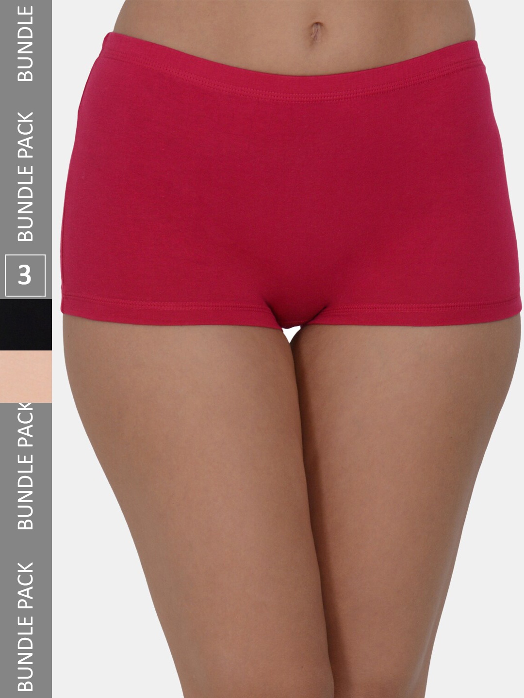 

DressBerry Women Pack Of 3 Seamless Boy Short Briefs, Maroon