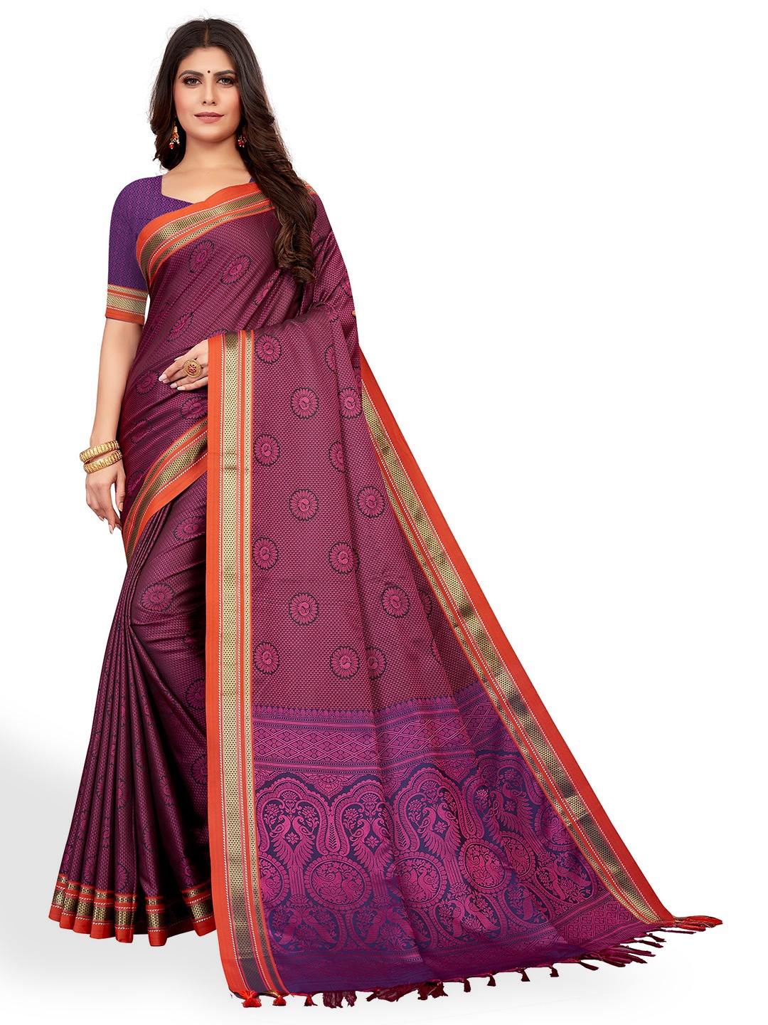 

VENISA Woven Design Zari Saree, Pink