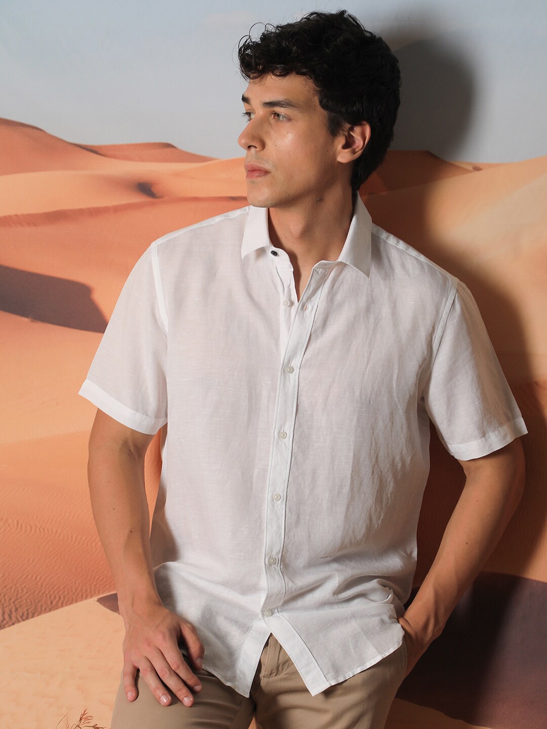 

RARE RABBIT Men Mik Slim Fit Modal Shirt, White