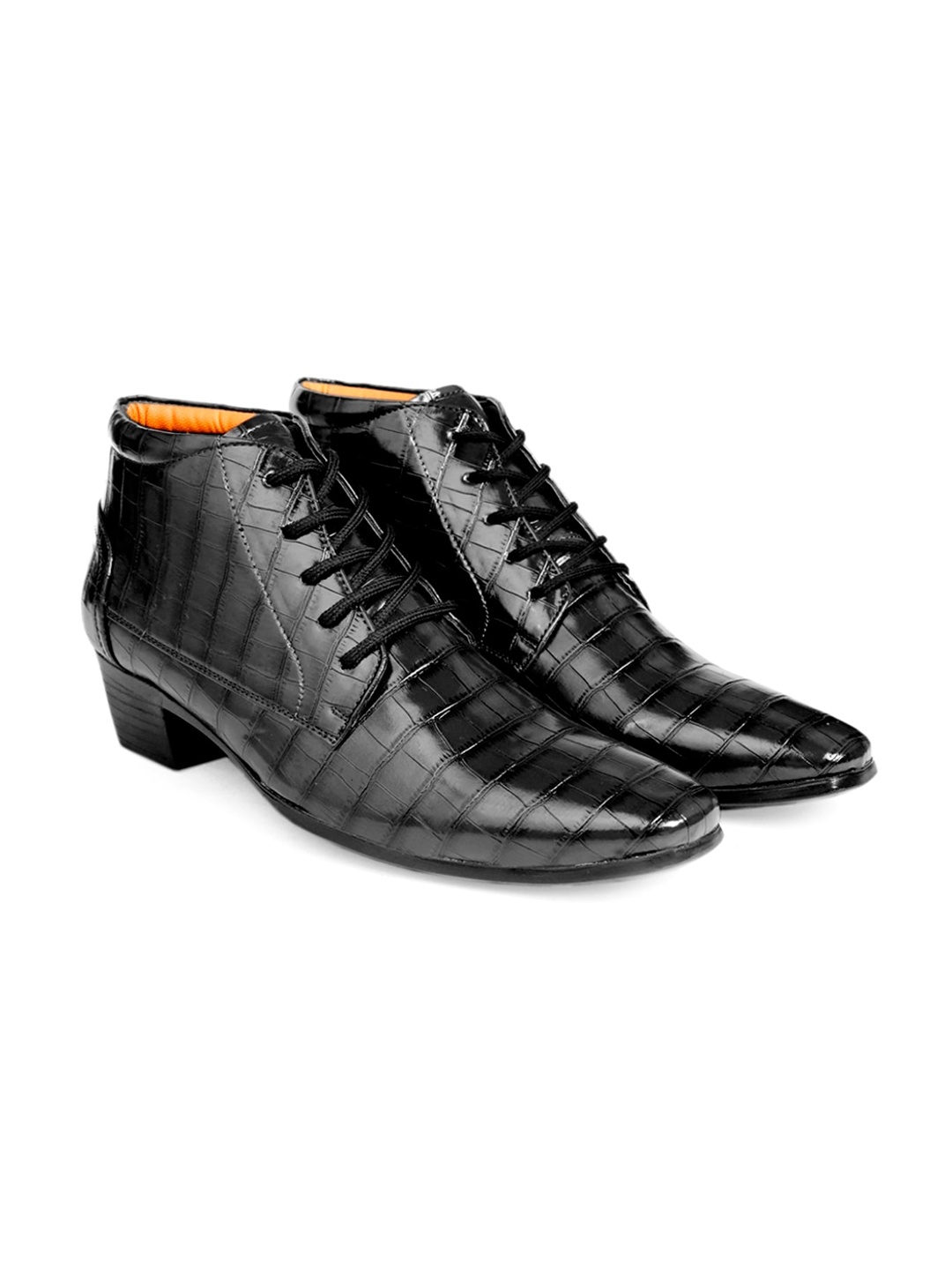 

Bxxy Men Textured Height Increasing Mid-Top Formal Derbys, Black