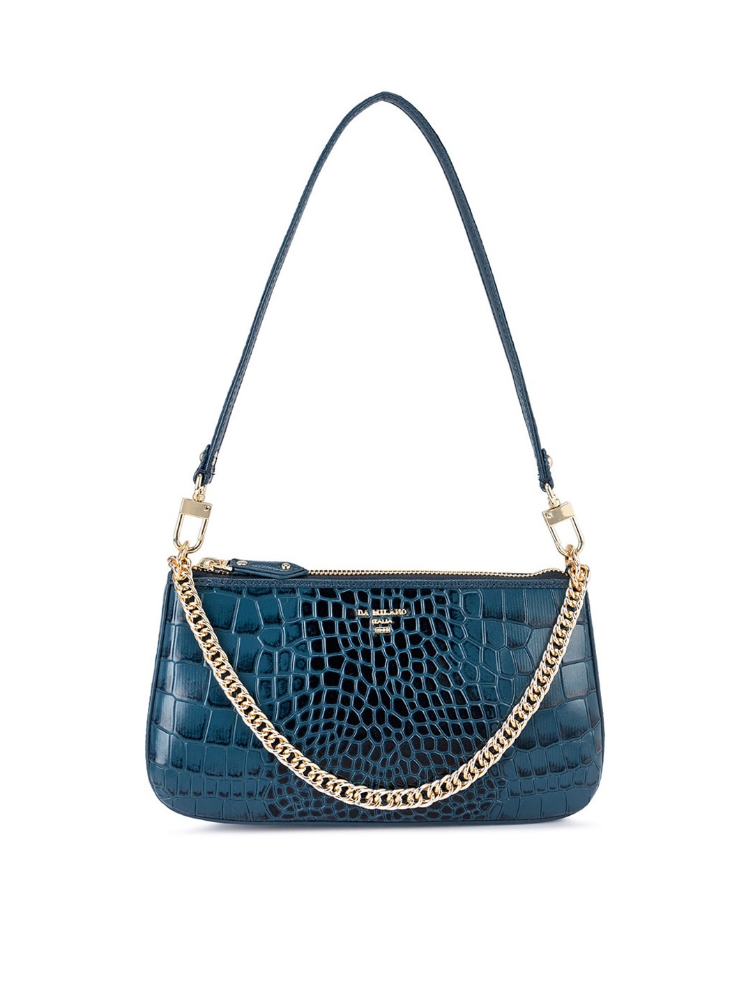

Da Milano Textured Leather Structured Shoulder Bag, Blue