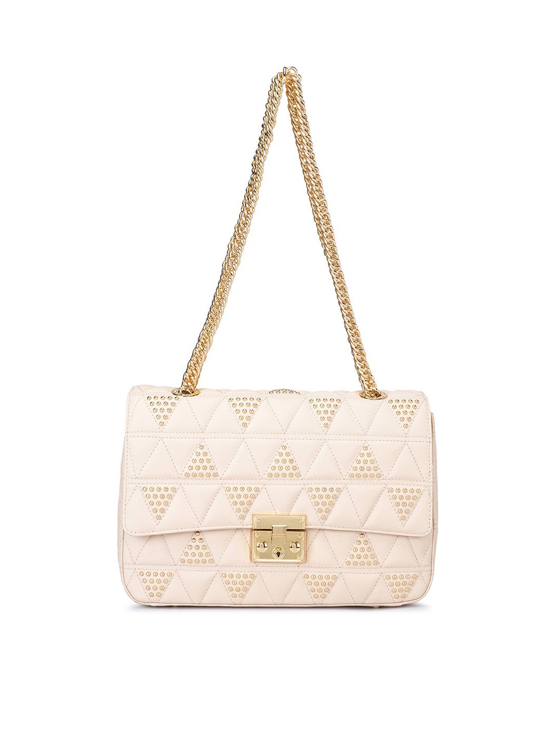 

Da Milano Textured Leather Structured Shoulder Bag WIth Quilted, Yellow
