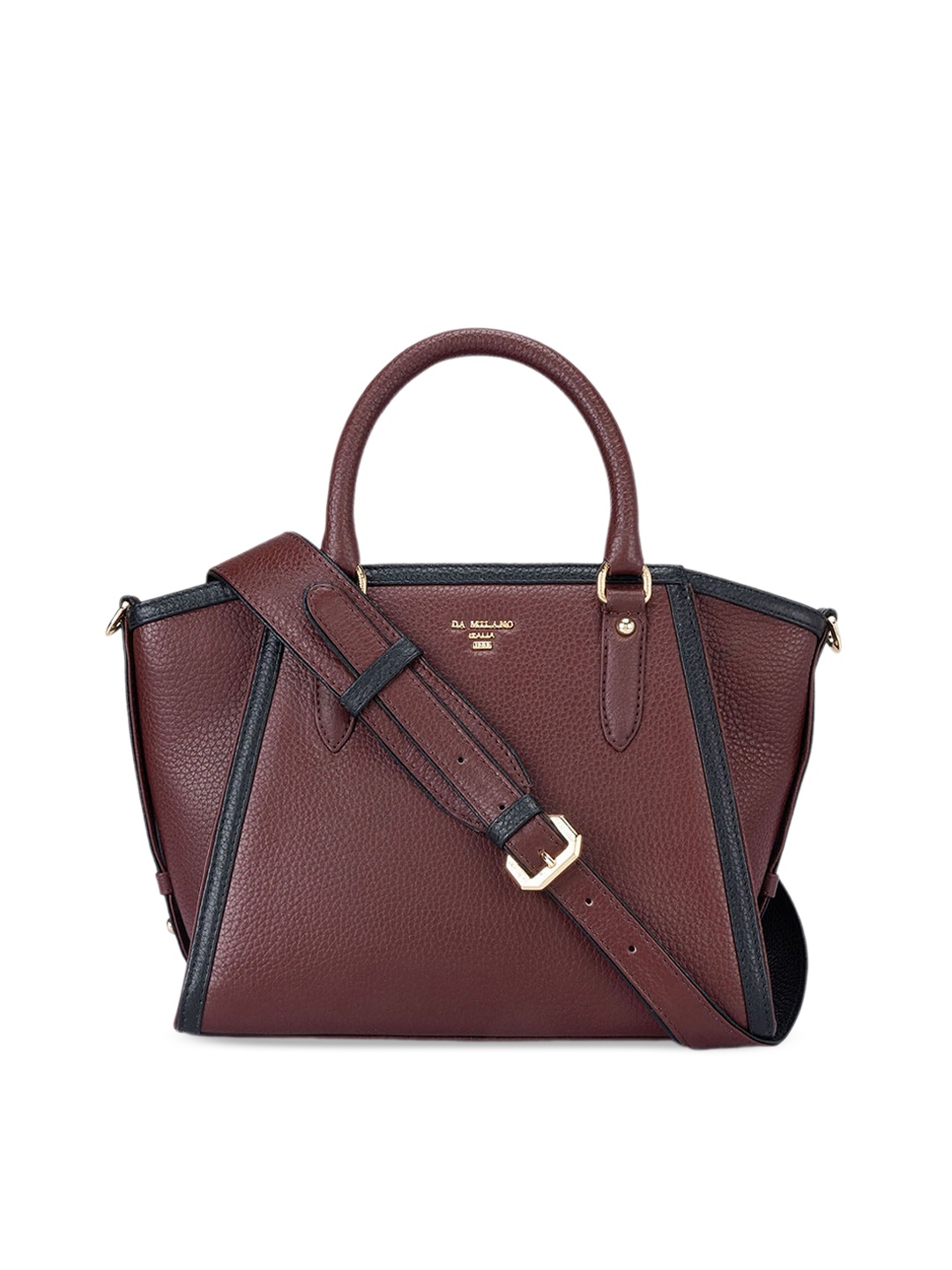 

Da Milano Textured Leather Structured Shoulder Bag, Maroon